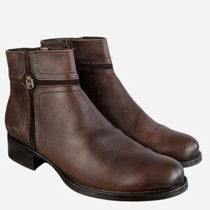 Lyard Pebbled Leather Side Zip Ankle Boot Brown Lisa Tummi Texas Size 7.5